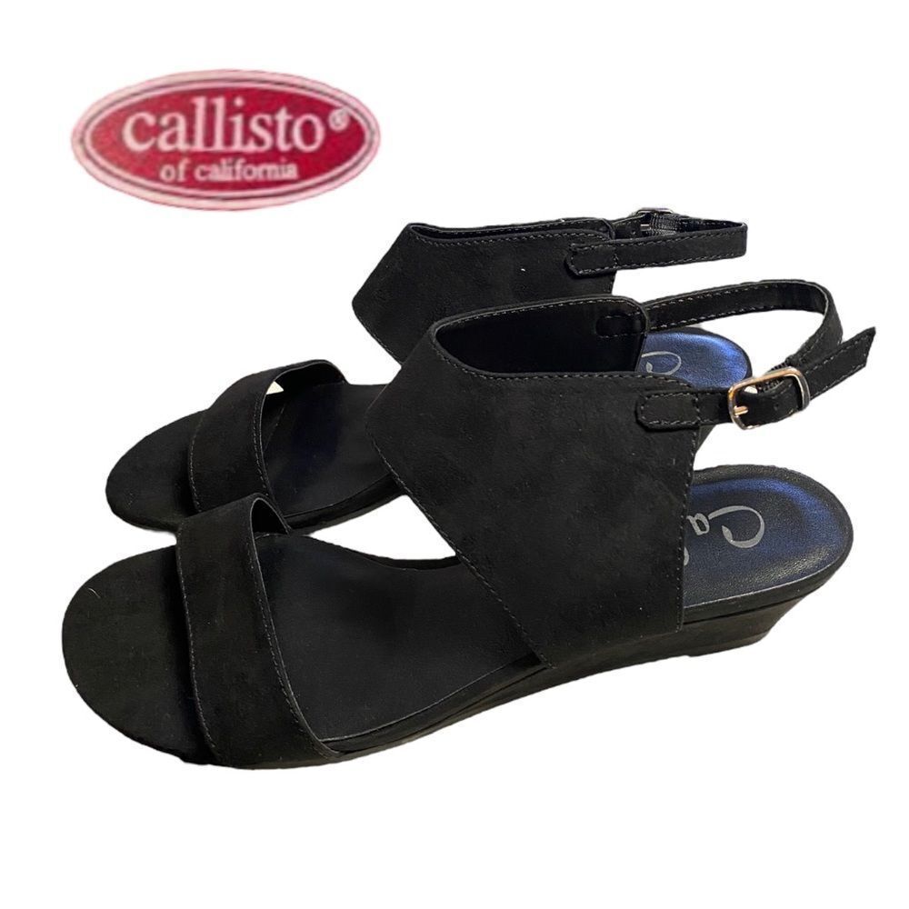 CALLISTO of CALIFORNIA Bronzer Women's Black Wedge Sandals NEW 10